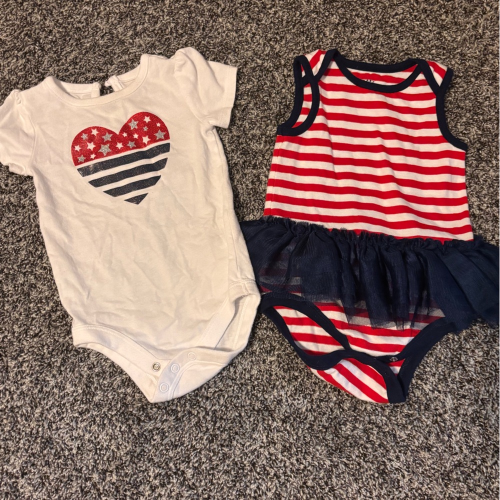 White & Red Striped Baby Bodysuit Set